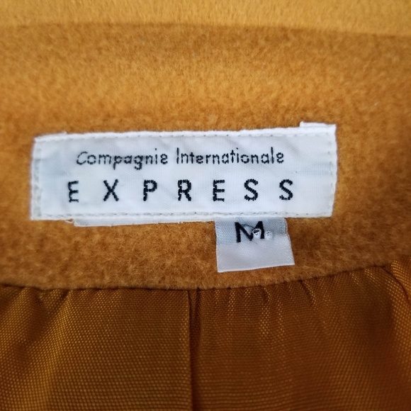 -Vintage 90s Express Gold Mustard Pea coat Jacket - Picture 8 of 8